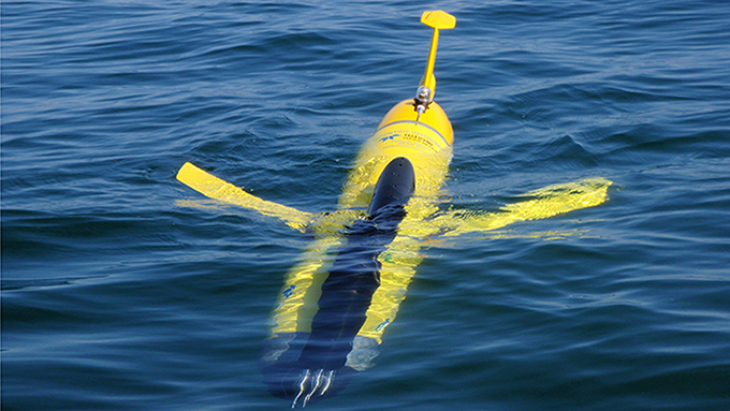 Ein Glider kurz vor dem Abtauchen. <i>-Bild: Raimo Kopetzky/Hereon-</i> Ein Glider kurz vor dem Abtauchen. -Bild: Raimo Kopetzky/Hereon-