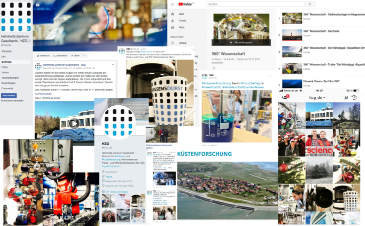 Zusammenschnitt mehrerer Posts des HZG Social Media
