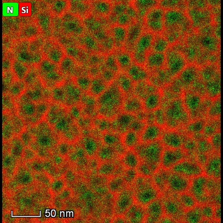 TEM-Aufnahme des npSi/PPy-Kompositmaterials
(npSi = nanoporöses Silizium; Ppy = Polypyrrol). Bild: HZG/TUHH TEM-Aufnahme des npSi/PPy-Kompositmaterials (npSi = nanoporöses Silizium; Ppy = Polypyrrol). Bild: HZG/TUHH